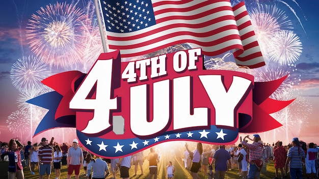 4 luglio, Giorno dell'Indipendenza, bandiera degli Stati Uniti sullo sfondo