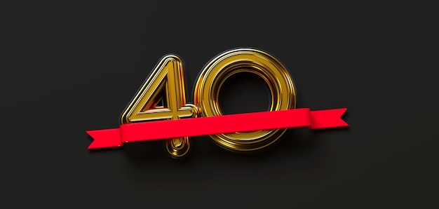 40 ° compleanno 3D rendering illustrazione