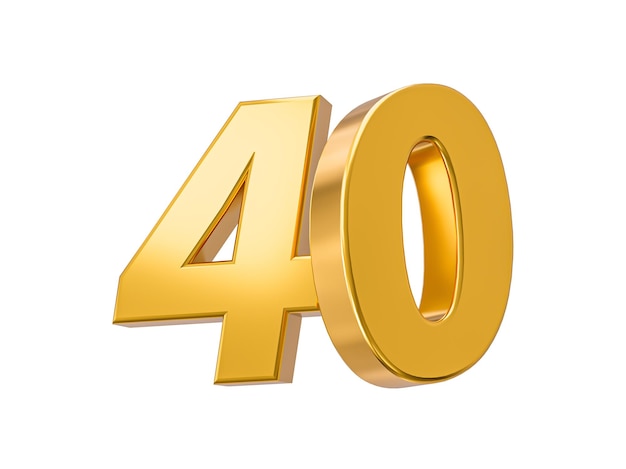 40 di sconto in vendita Percentuale d'oro isolata su sfondo bianco Celebrazione del 40° anniversario 3D Golden