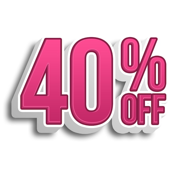 40 Percento Sconto Offre Tag con Pink 3D Style Design