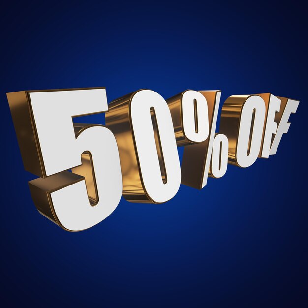 50% di sconto sulle lettere 3D su sfondo blu