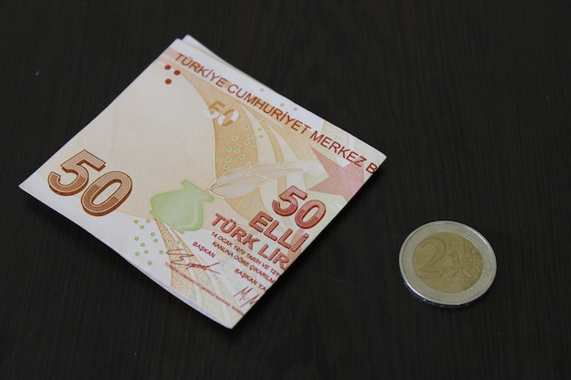 50 lire turche e 2 euro su sfondo neroL'inutilità della valuta turca
