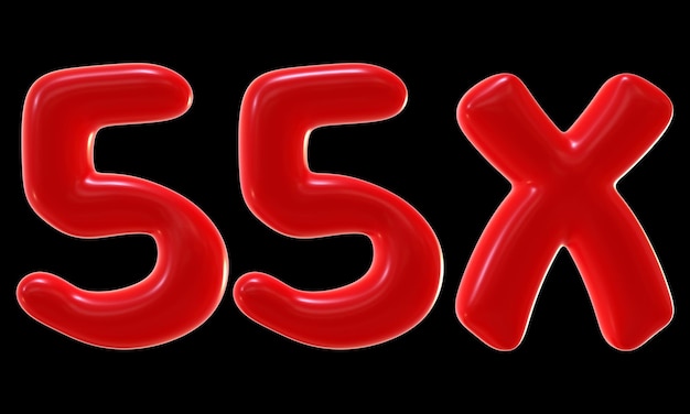 55x con colore rosso isolato su sfondo nero per concetto doppio e bonus