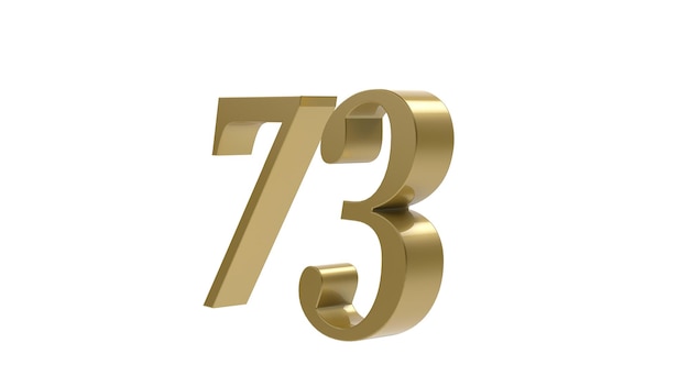 73 numeri d'oro cifre metallo 3d rendering illustrazione