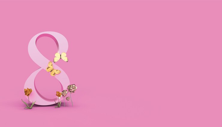 8 marzo, rendering 3d Backgraund giorno della donna felice