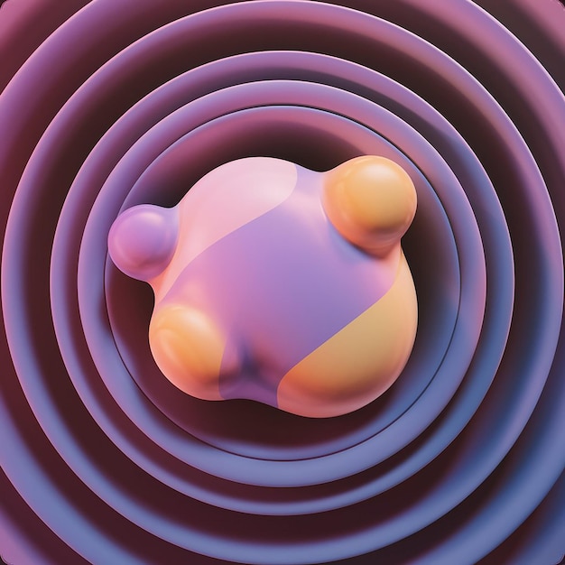 a 3d simple blob shape with concentric circles around it