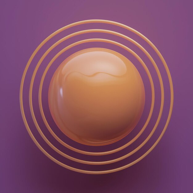 a 3d simple blob shape with concentric circles around it