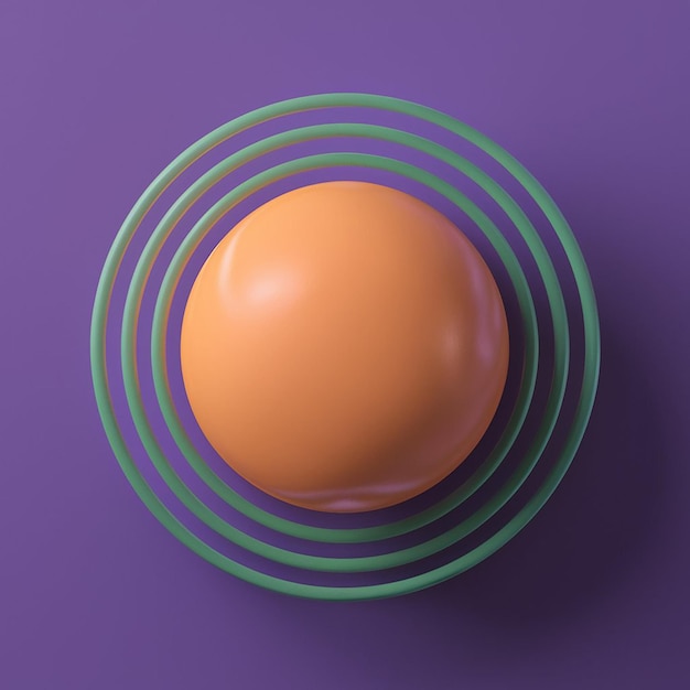 a 3d simple blob shape with concentric circles around it