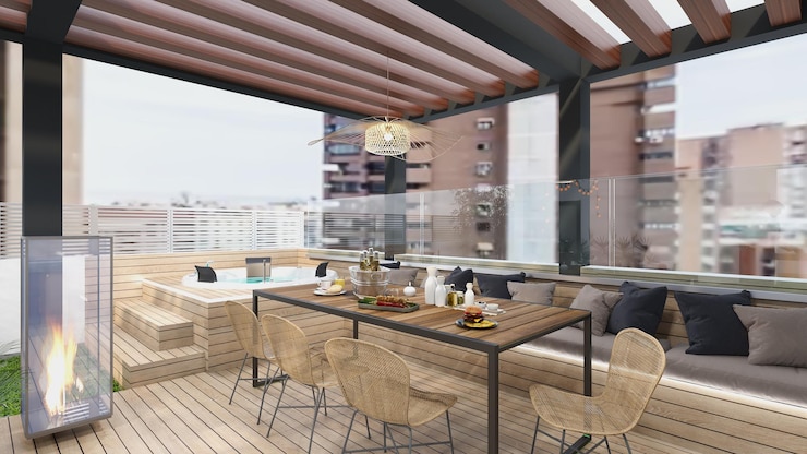 Photo a balcony with a view of the city
