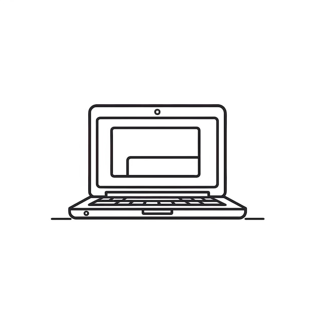 a black and white drawing of a computer with a screen that says quot the word quot on it
