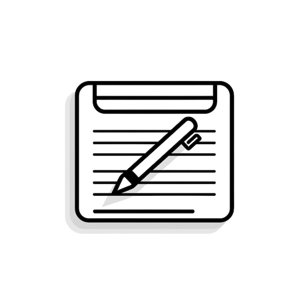 a black and white icon of a pen and paper generative ai