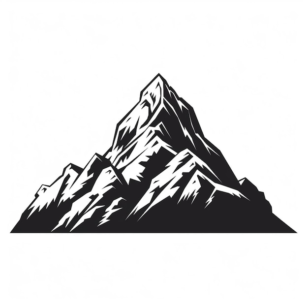 a black and white image of a mountain with a snow capped peak generative ai