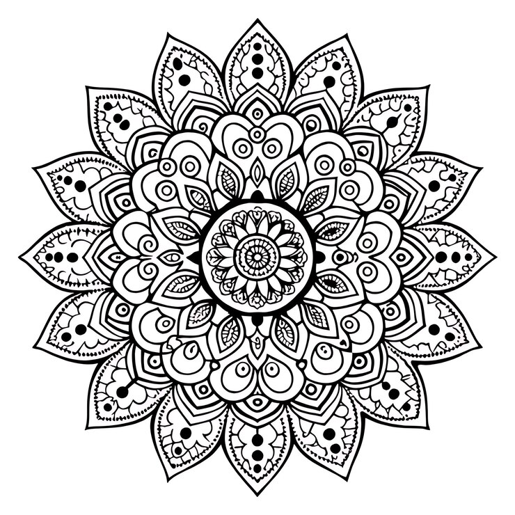 Photo a black and white mandala with a design that says  mandalas