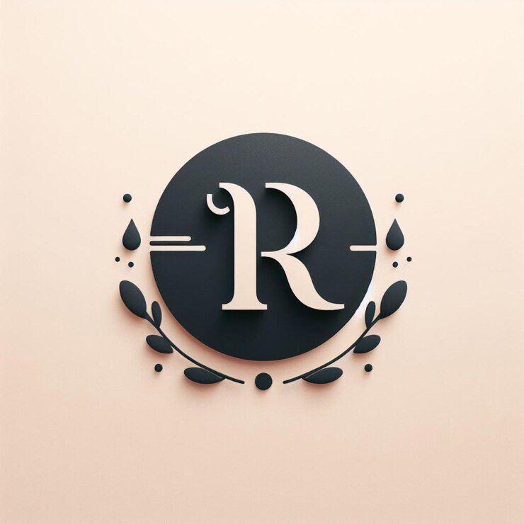a black sign with the letter r on it