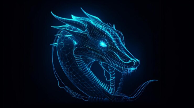 A blue dragon with a black backgroundgenerative ai