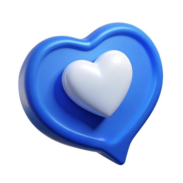 a blue heart with a white heart on it