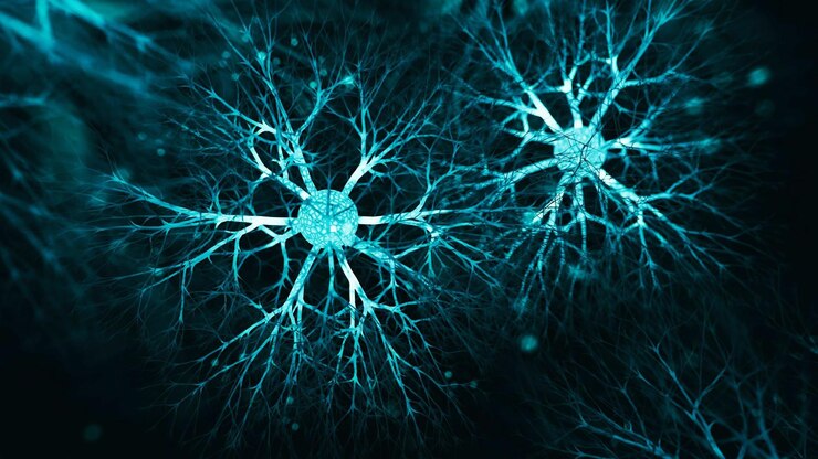 Photo a blue image of a brain with the words brain cells on it