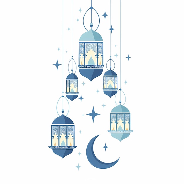 a blue lantern with a blue moon and stars