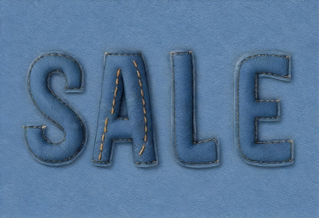 a blue leather sign that says sale on it