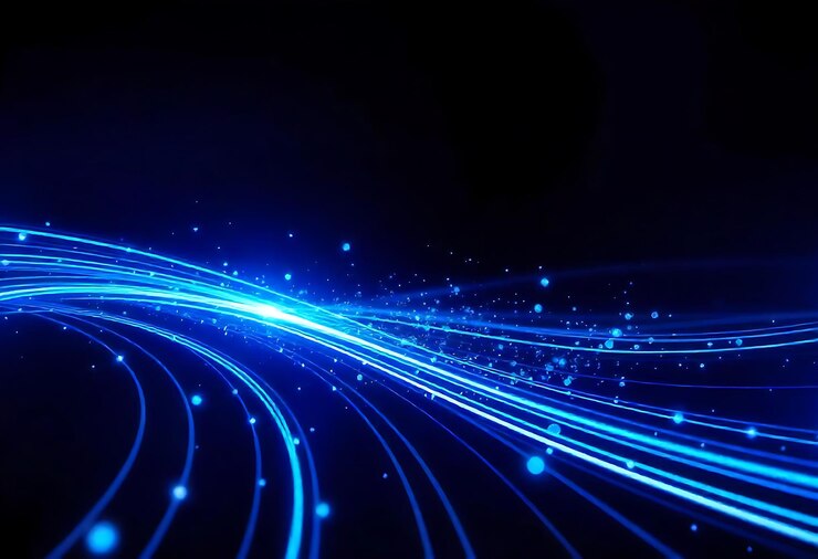 a blue light that is on a black background