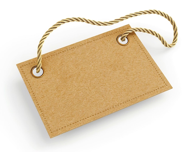 a brown tag with a round hole in the middle