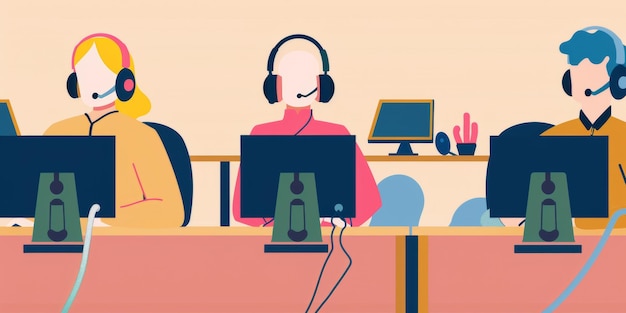 a cartoon of a man with headphones and a computer monitor