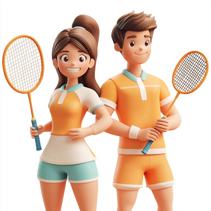 a cartoon picture of a couple of people holding tennis rackets