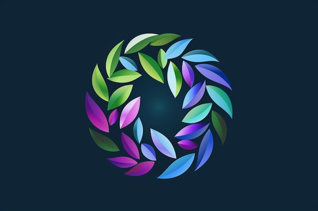 a circle of leaves in the middle of a circle