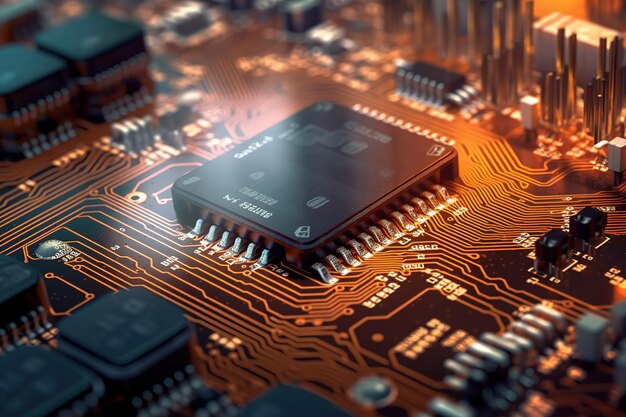A close up of a computer chip on a circuit board