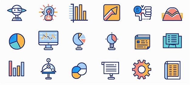 A collection of icons for various business and technology related applications