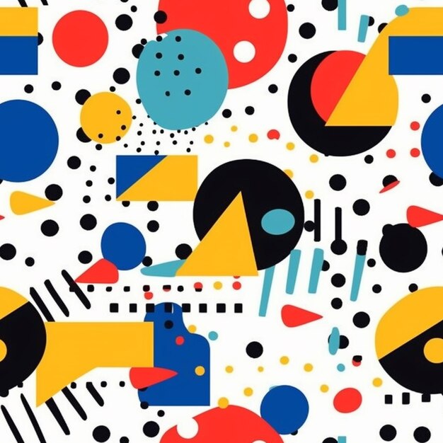 A colorful abstract pattern with geometric shapes and dots generative ai