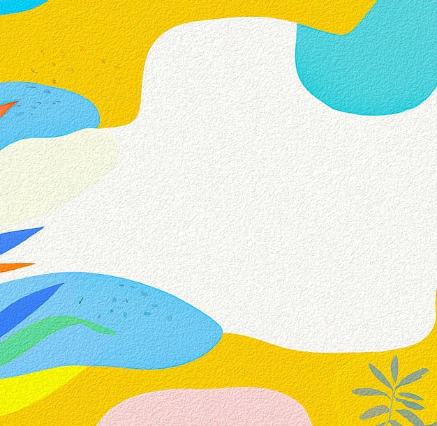 A colorful background with a white circle and a blue and yellow design.