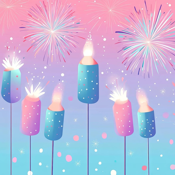 Photo a colorful background with fireworks and fireworks and a picture of fireworks