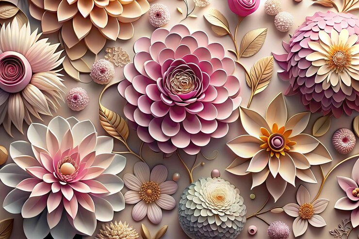 a colorful floral pattern with flowers and leaves