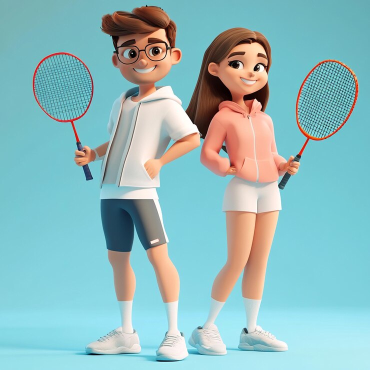 a couple of people with a tennis racket that says quot the girl is holding a tennis racket quot