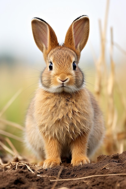 a_cute_baby_bunny_dark_brown_fur_standing_upright