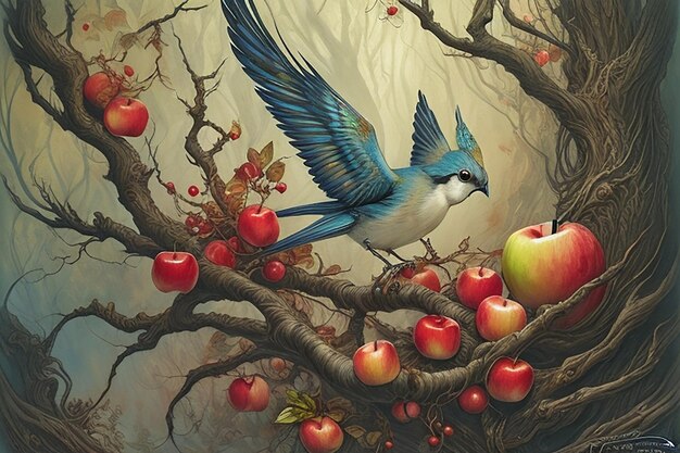 a_cute_bird_art_horkey_epic_poster_forest_branch_cute_photo_ai_genarated