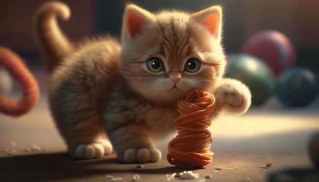 A_cute_cat_in_pixar_style_playing_with_a_toyIA generativa