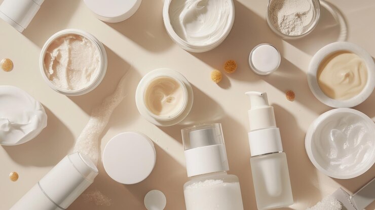 A detailed view of a skincare routine with multiple steps