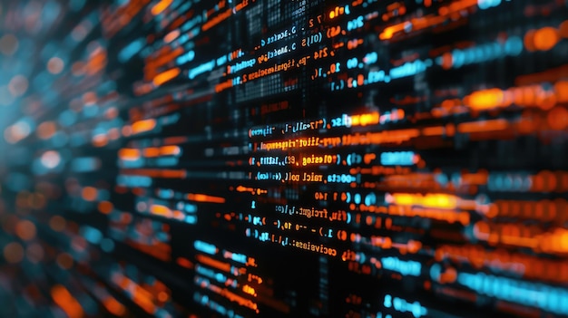 A detailed view of colorful programming code being displayed on a computer screen AIG53M