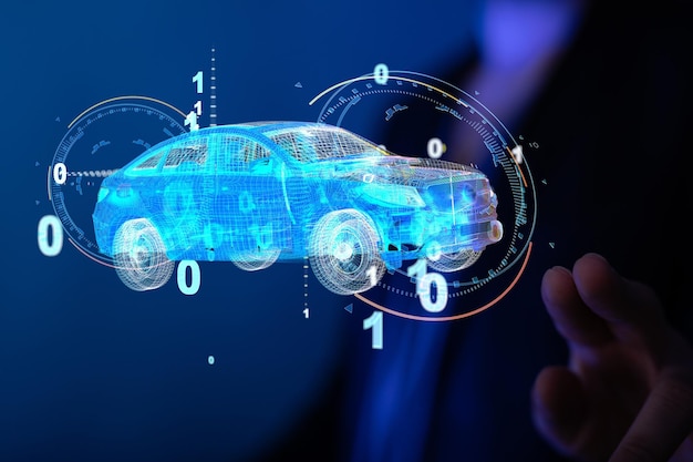 A digital car technology smart in virtuel room