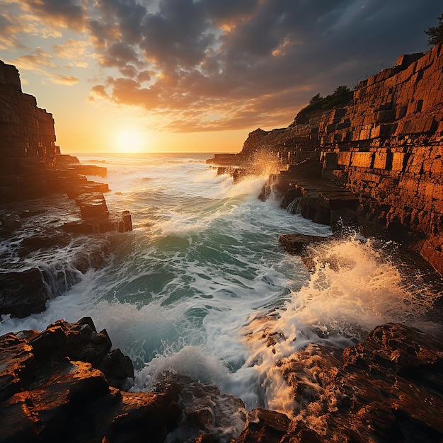 A_dramatic_coastal_cliff_with_crashing_waves_and_a_vibra