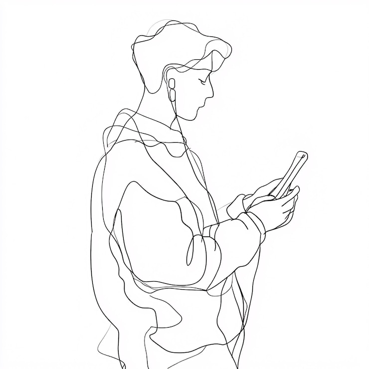 Photo a drawing of a man with a hat on his head and a cell phone in the middle