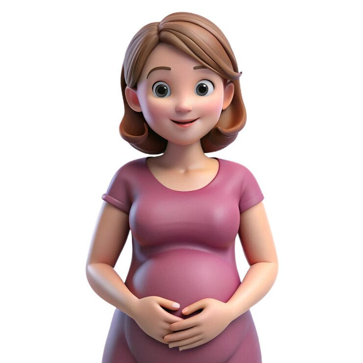 a figurine of a pregnant woman with a big smile on her face