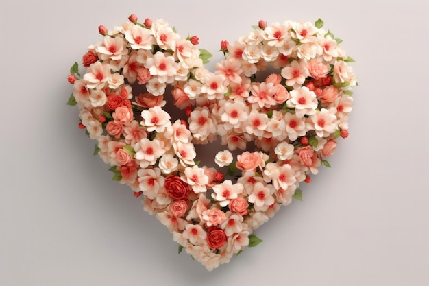 A forma di cuore di fiori di ciliegio Avorio Festa della mamma Festa della donna San Valentino AI generativa