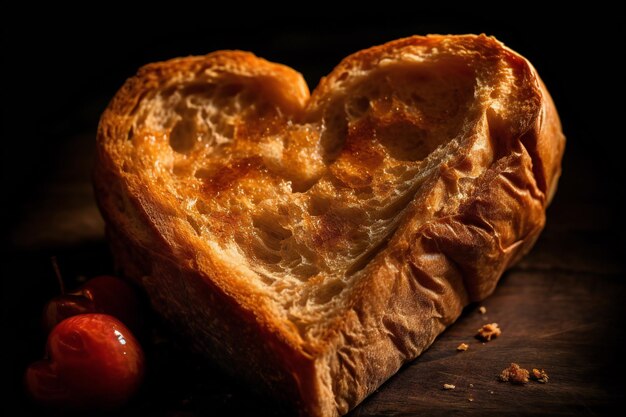 a forma di cuore di taglio di pane