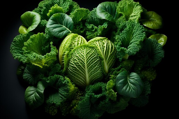 a forma di cuore di verdure fresche