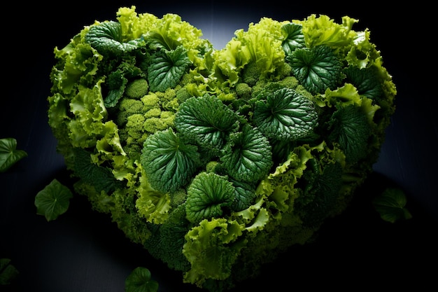 a forma di cuore di verdure fresche