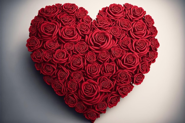 A forma di cuore fatto da rose rosse San Valentino Generativo ai