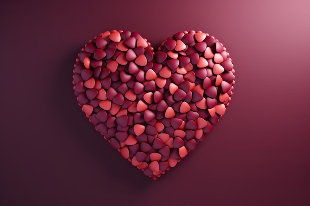 A forma di cuore fatto di cuori rossi su sfondo rosa